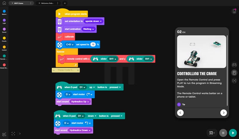 LEGO Mindstorms Robot Inventor App - Scratch Programming Interface